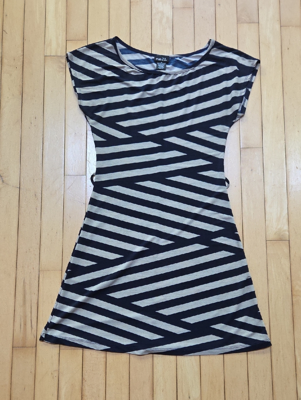 Rue21 Black & Cream Striped Fit-and-Flare Dress